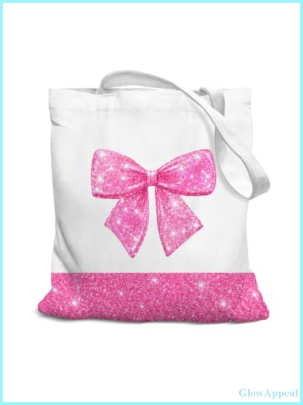 Coquette Pink Bow Preppy Canvas Tote Bag for Women Teens Girls